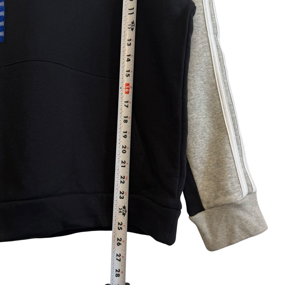 Adidas Gray Black Pullover Fleece Hoodie Boys Youth Sz L 14-16‎ 80% Cotton #426 - Picture 3 of 10